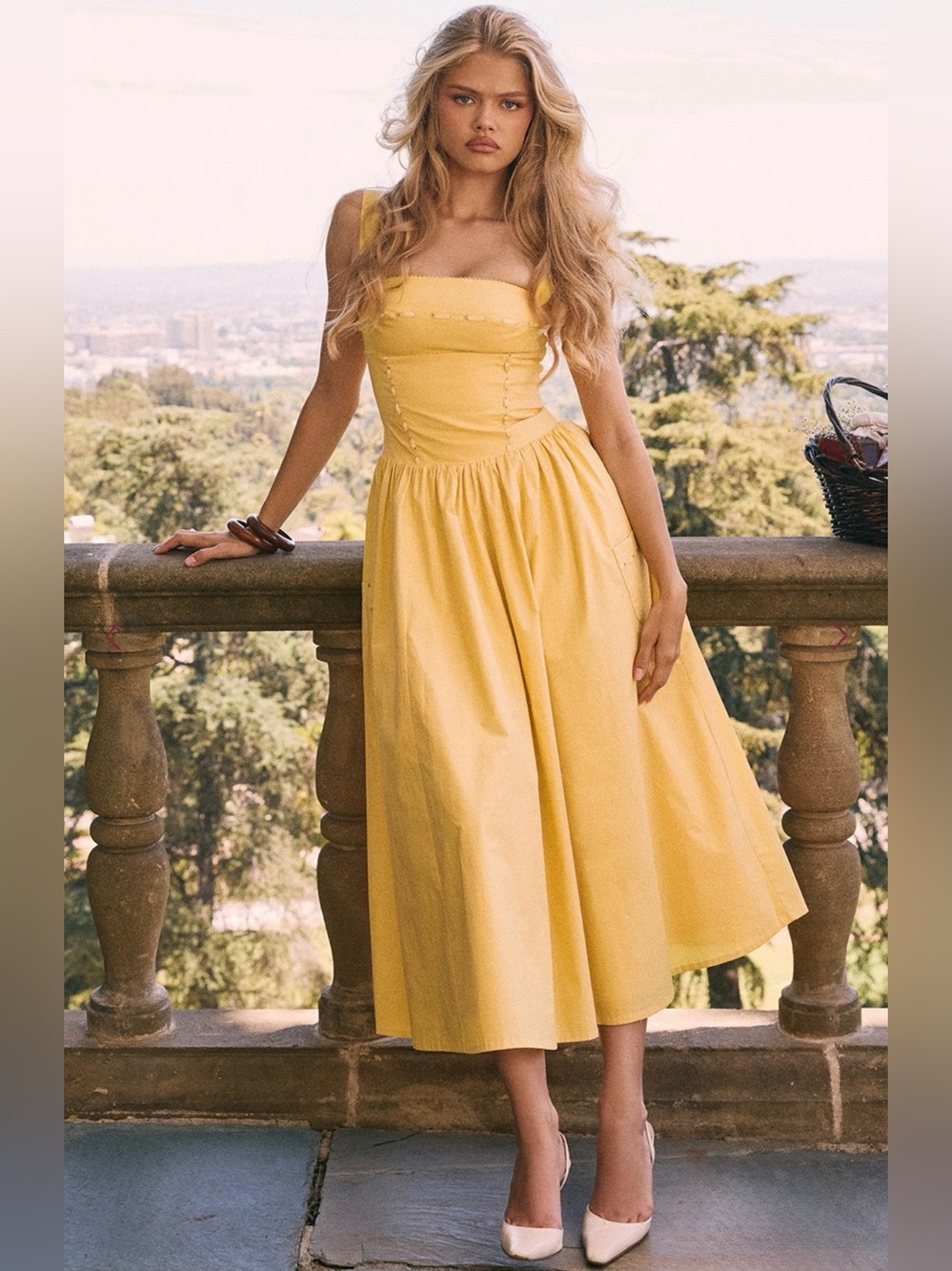 House of CB Vivian Apricot cotton midi sundress